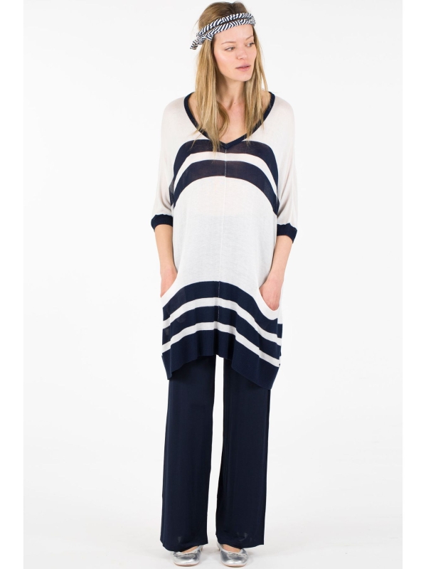 Maxi maglia con dettagli a coste