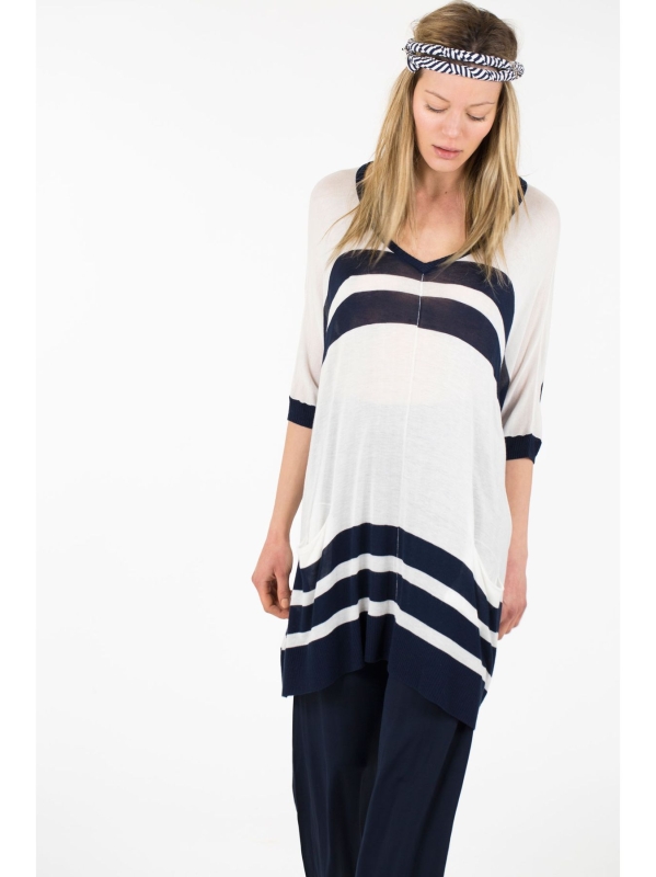 Maxi maglia con dettagli a coste