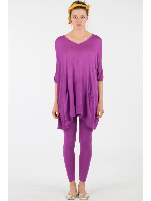 Maxi maglia con dettagli a coste