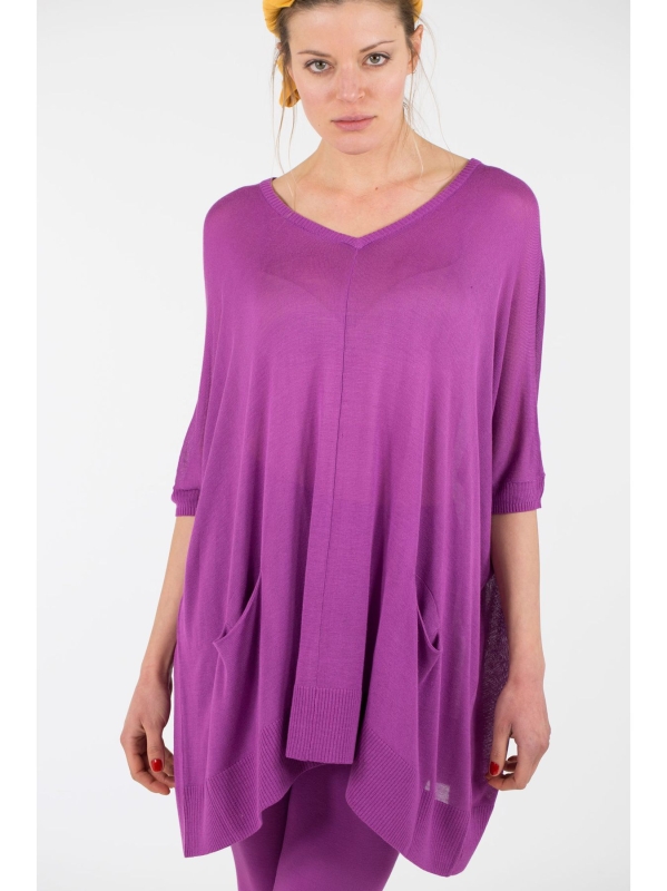 Maxi maglia con dettagli a coste