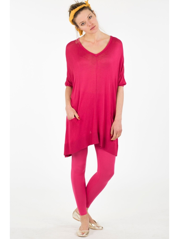 Maxi maglia con dettagli a coste