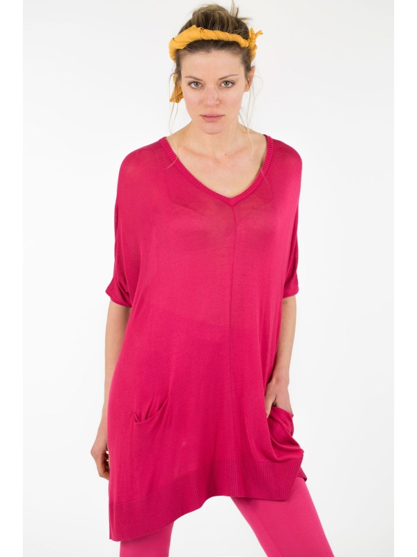 Maxi maglia con dettagli a coste
