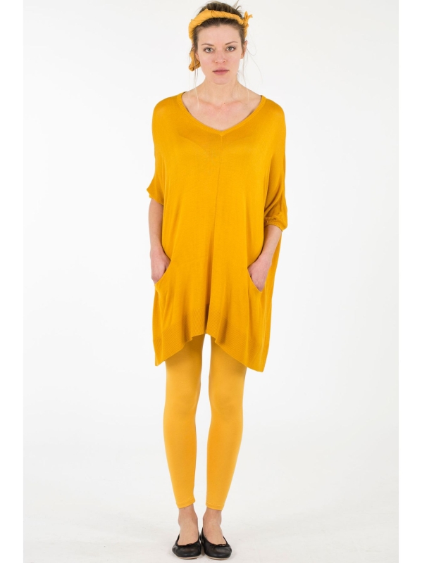 Maxi maglia con dettagli a coste