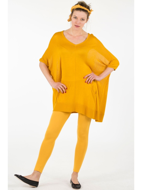 Maxi maglia con dettagli a coste