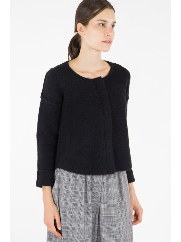 Cardigan corto in maglia con zip