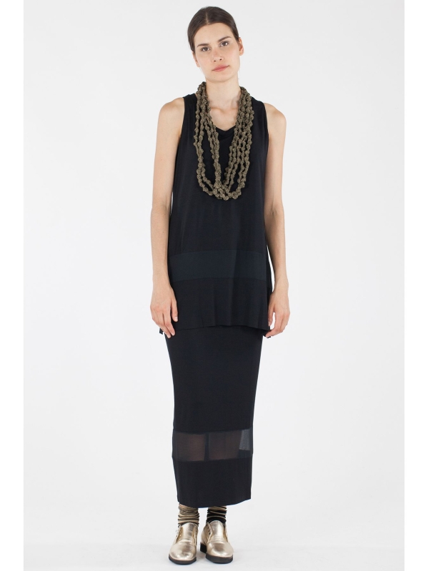 Canotta con inserto in chiffon
