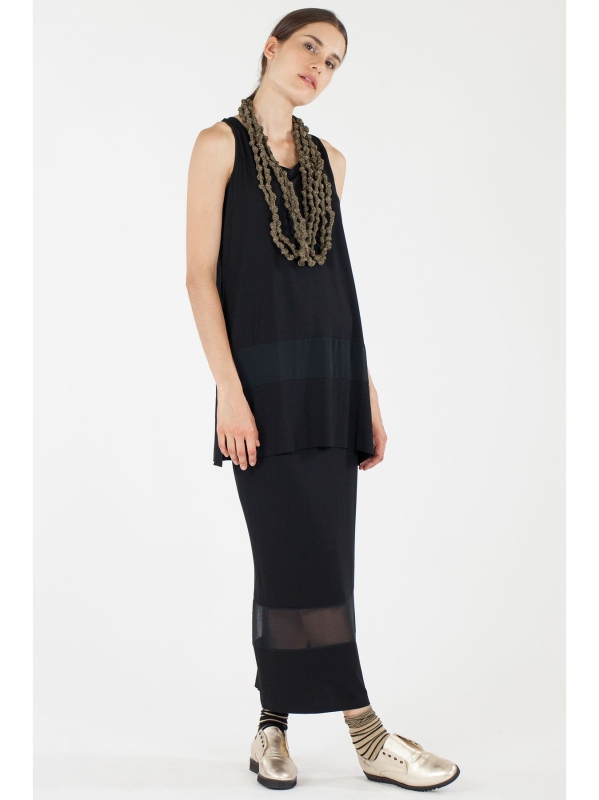 Canotta con inserto in chiffon