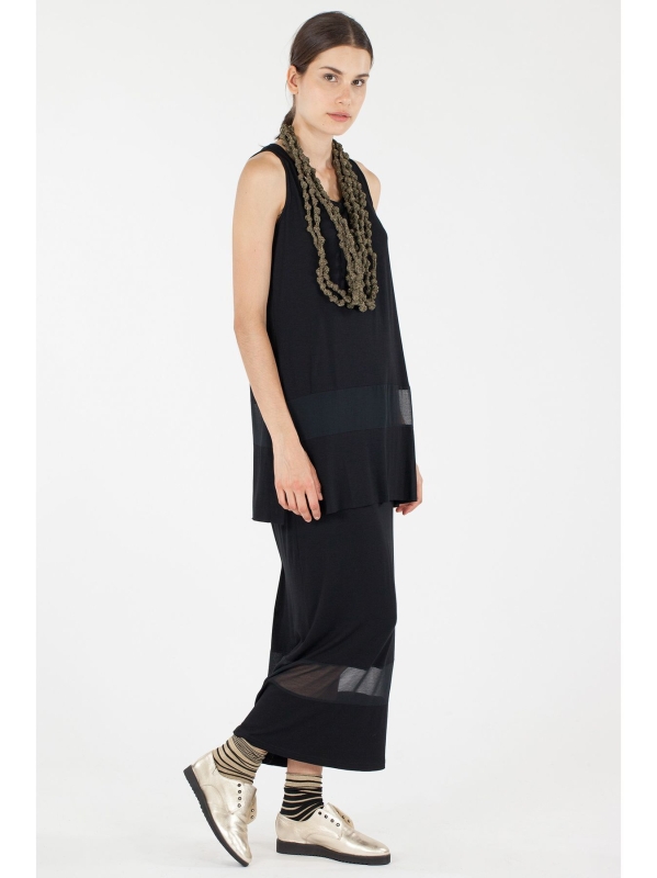 Canotta con inserto in chiffon