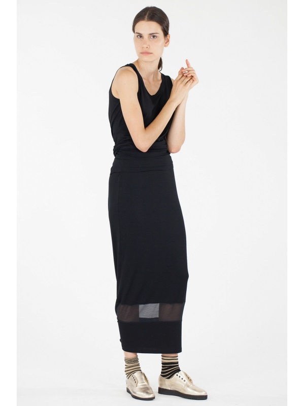 Gonna tubino con inserto in chiffon