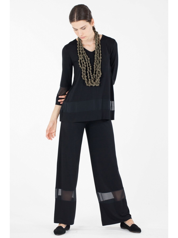 T-shirt con inserti in chiffon