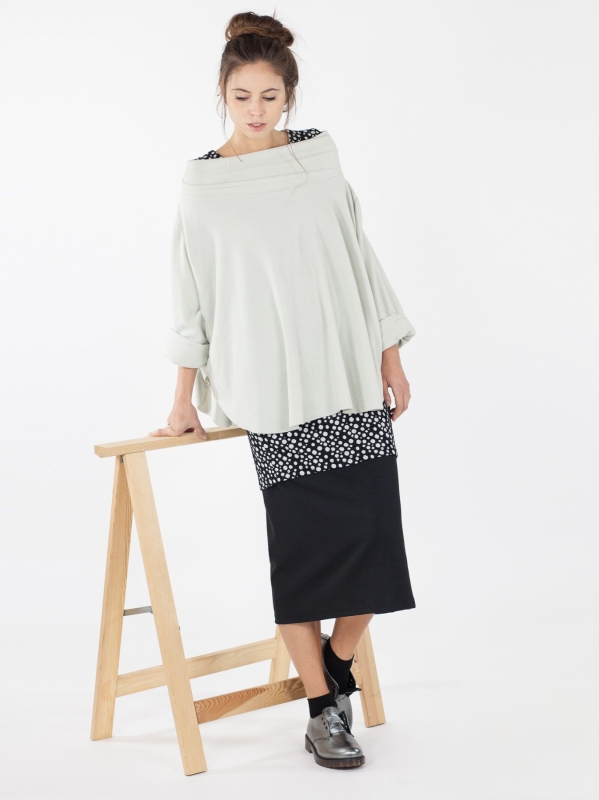 Maxi poncho in pile
