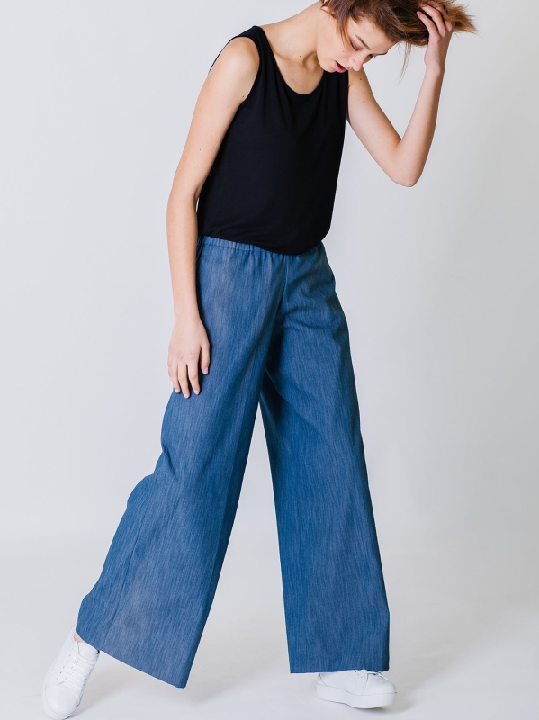Pantalone clown in tessuto jeans stretch