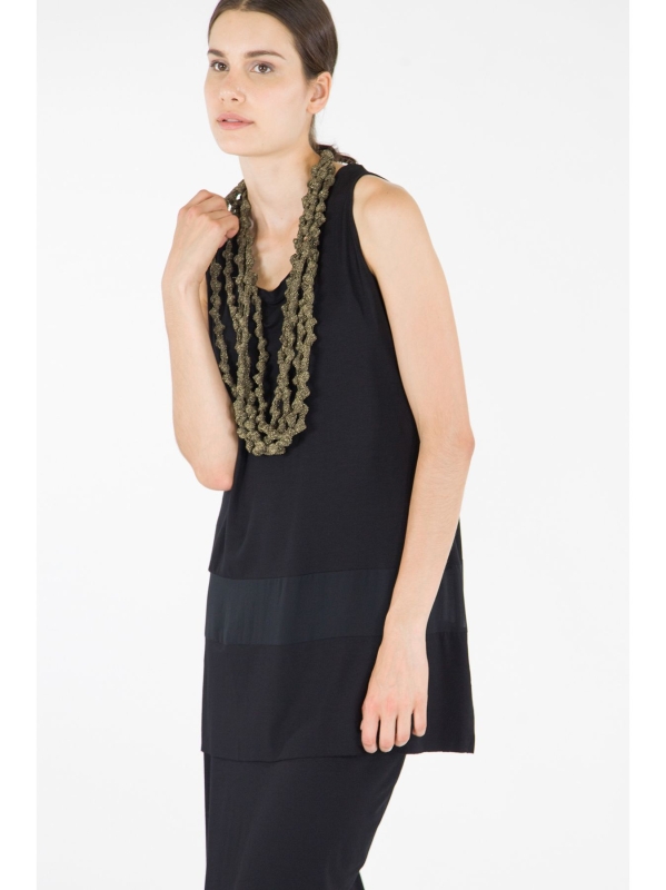 Canotta con inserto in chiffon