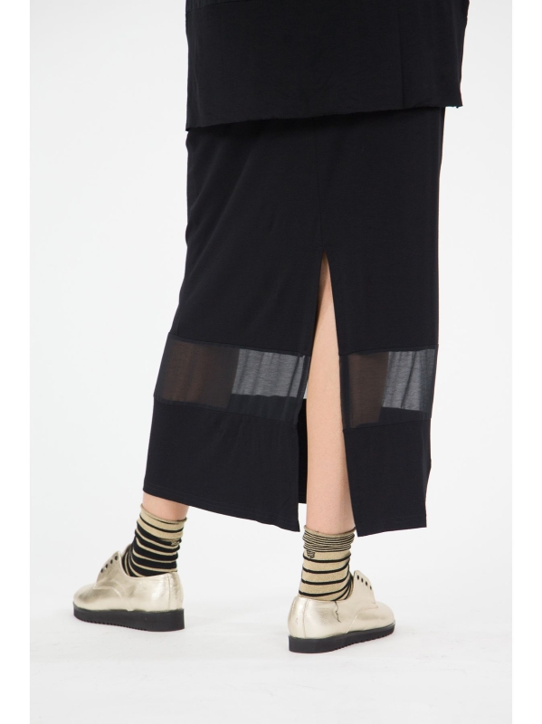 Gonna tubino con inserto in chiffon