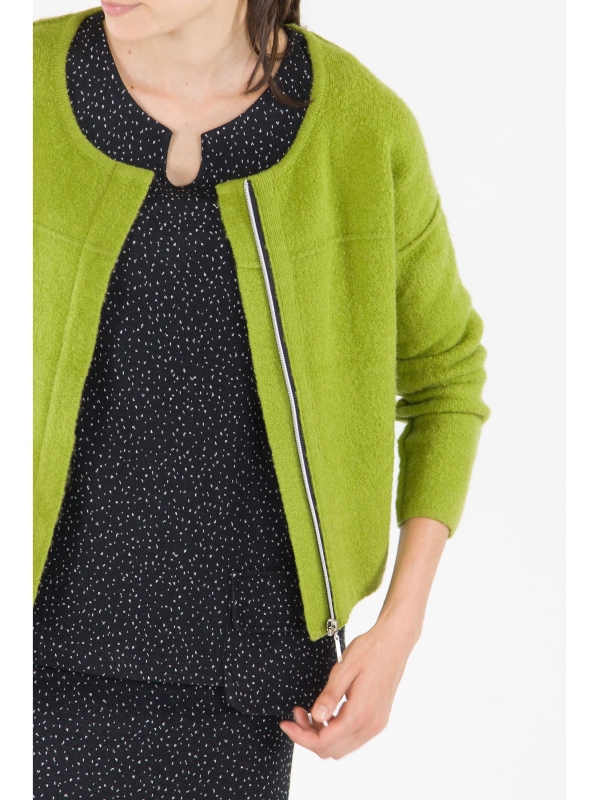 Cardigan corto in maglia con zip