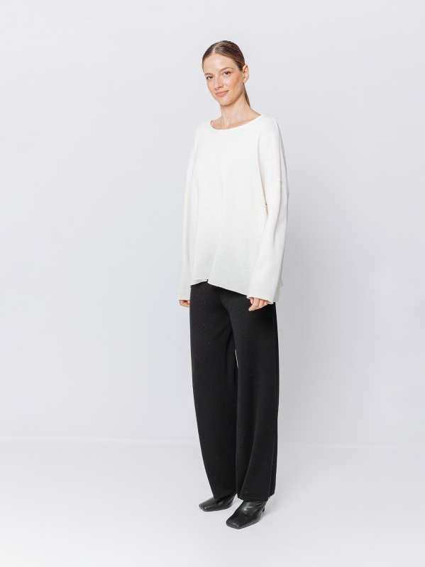 Maxi sweater in mixed wool yarn