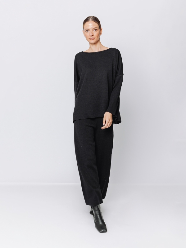 Maxi sweater in mixed wool yarn
