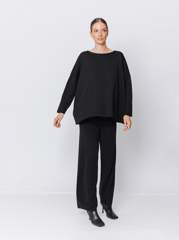Maxi sweater in mixed wool yarn