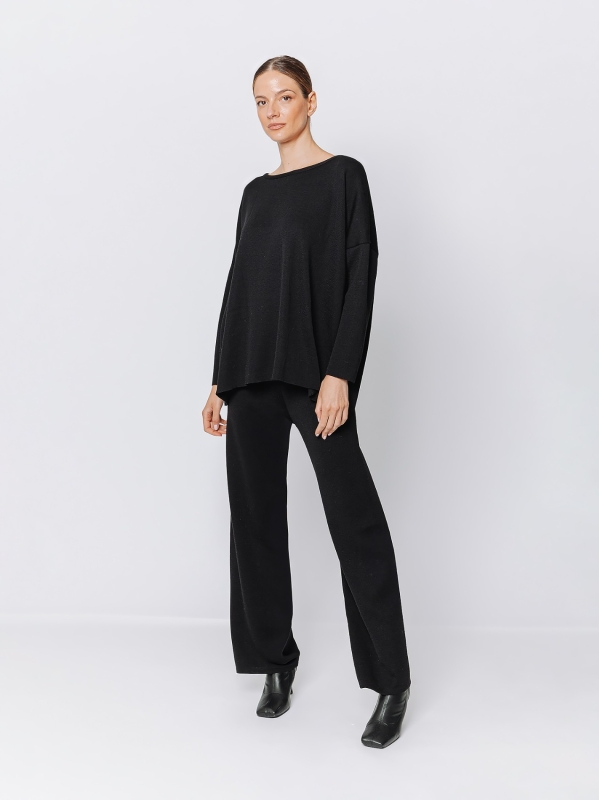 Maxi sweater in mixed wool yarn