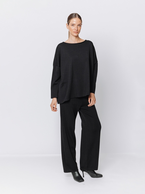 Maxi sweater in mixed wool yarn