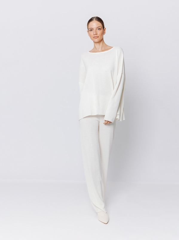 Maxi sweater in mixed wool yarn