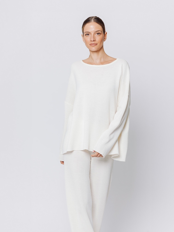 Maxi sweater in mixed wool yarn