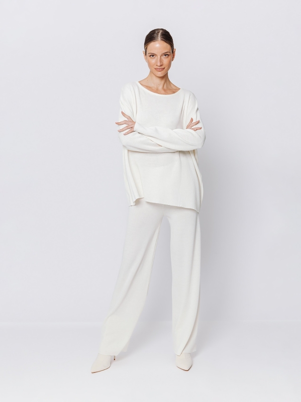 Maxi sweater in mixed wool yarn
