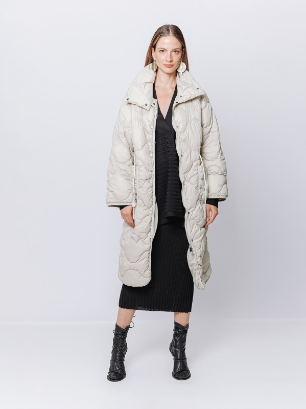 Piumino lungo leggero beige Martino Midali Store