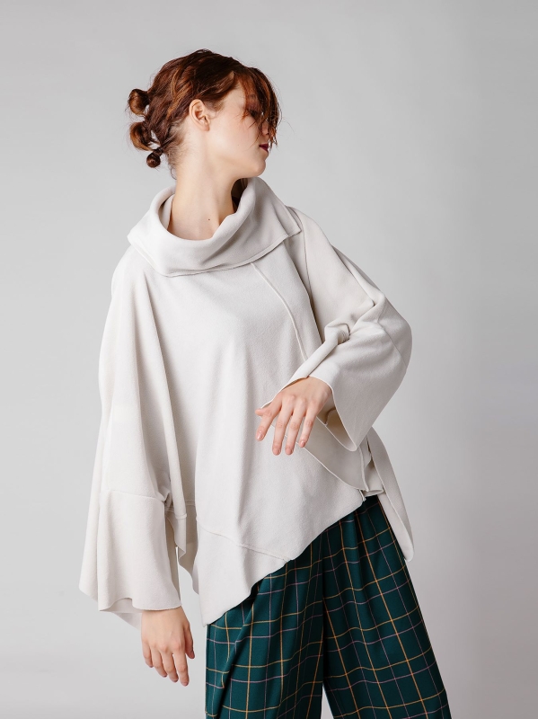 Maxi poncho in pile-Unica