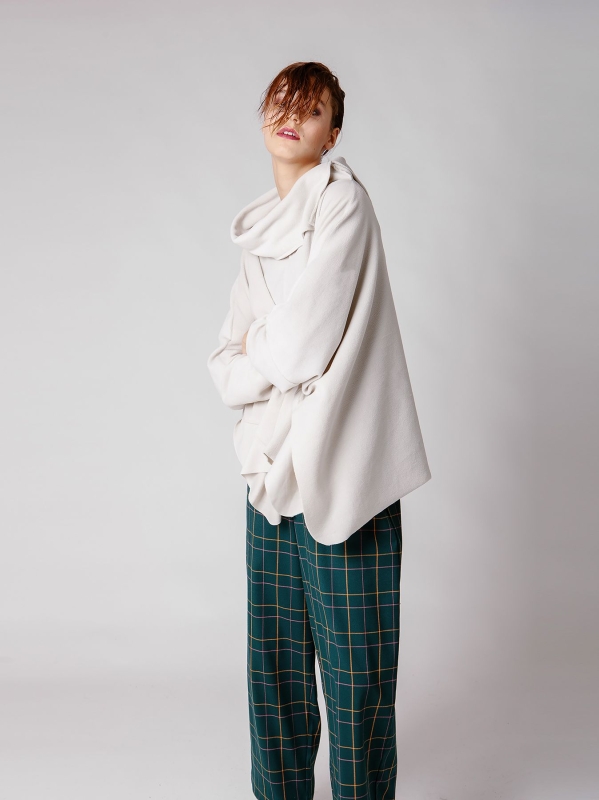 Maxi poncho in pile-Unica