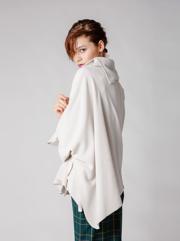 Maxi poncho in pile-Unica