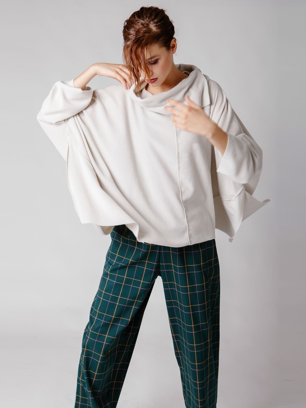 Maxi poncho in pile-Unica