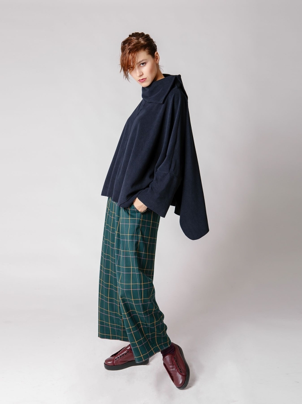 Maxi poncho in pile-Unica