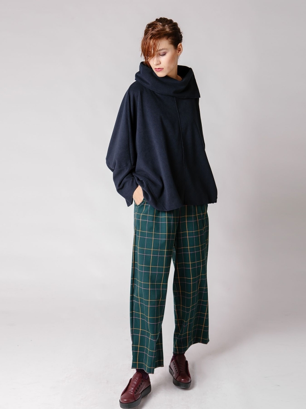 Maxi poncho in pile-Unica