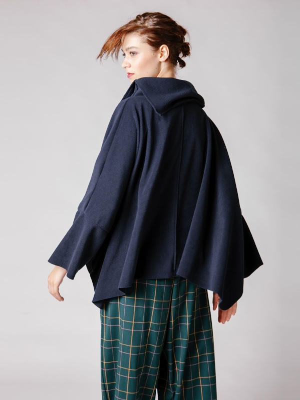 Maxi poncho in pile-Unica