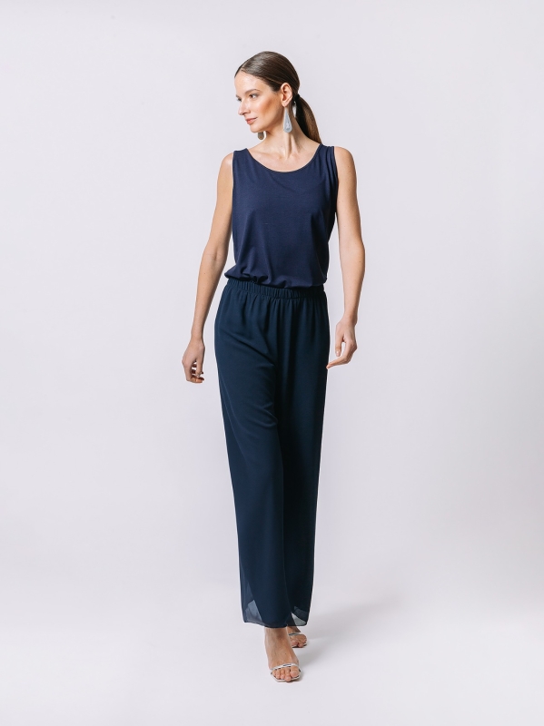 Double chiffon loose trousers