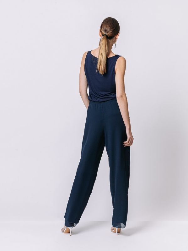 Double chiffon loose trousers