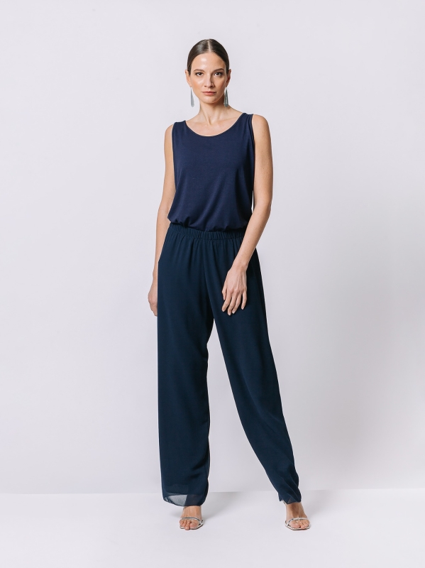 Double chiffon loose trousers