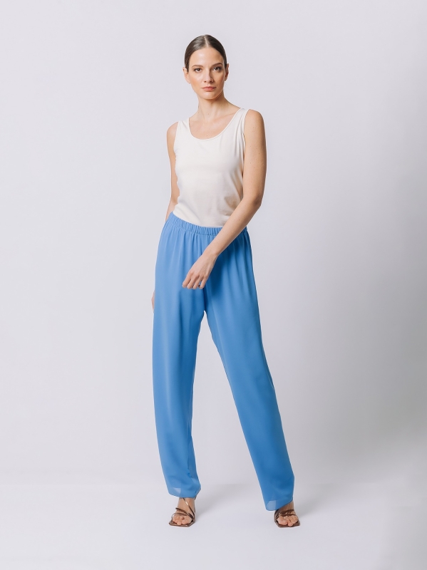 Double chiffon loose trousers
