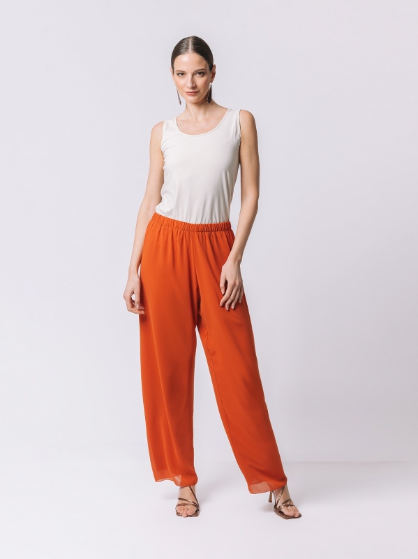Double chiffon loose trousers