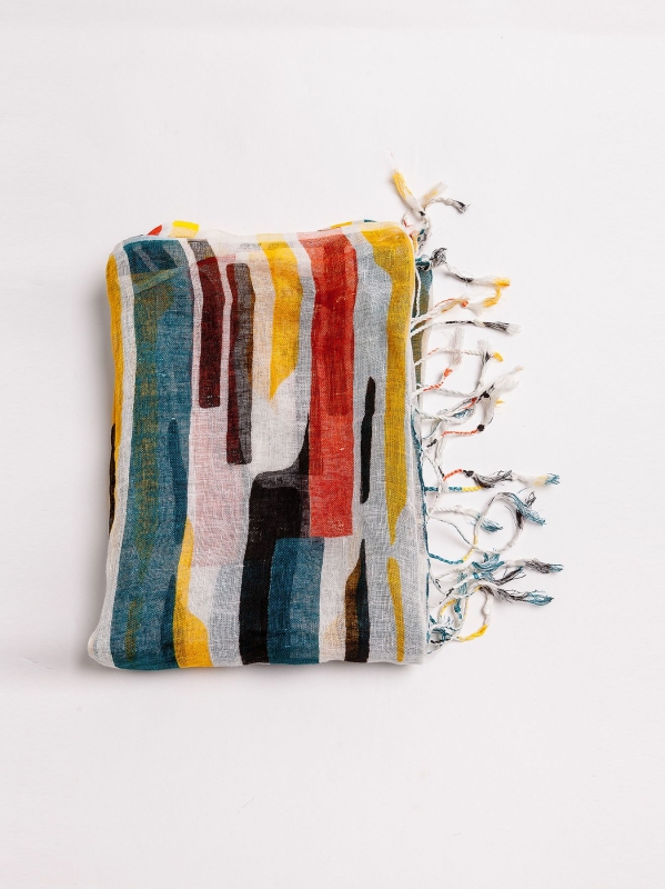 Sciarpa in lino motivo Mondrian