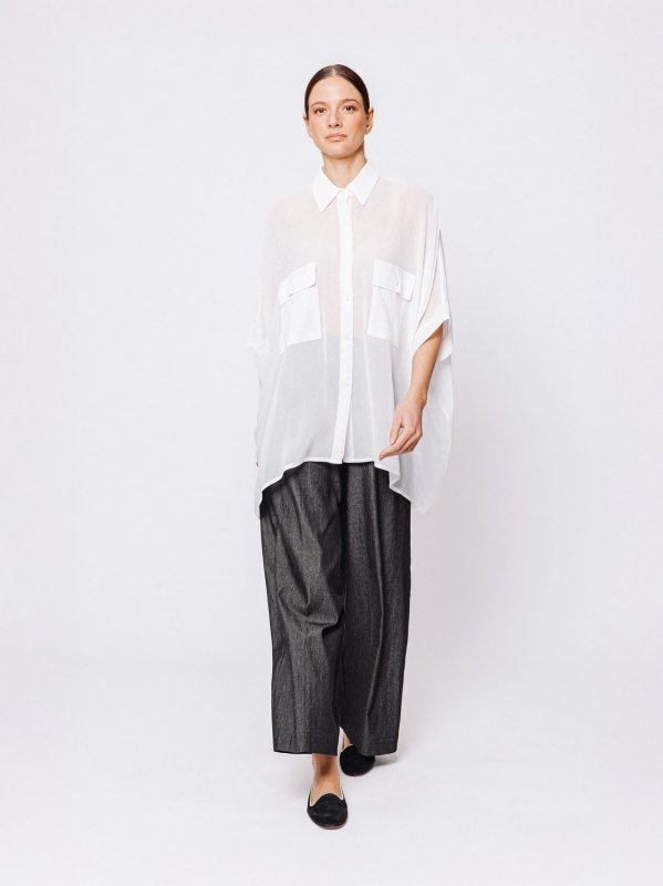 Oversized shirt in viscose crepon
