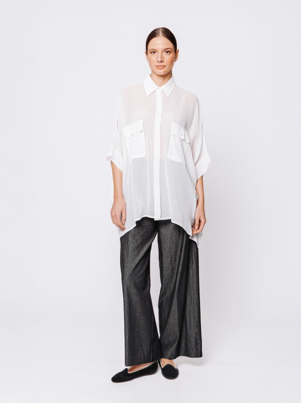 Oversized shirt in viscose crepon