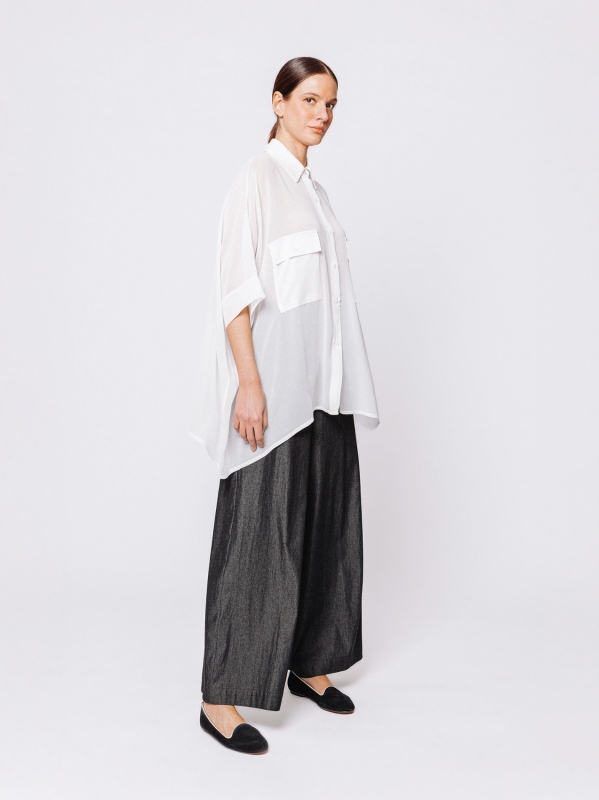 Oversized shirt in viscose crepon