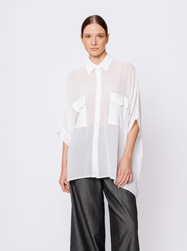 Oversized shirt in viscose crepon
