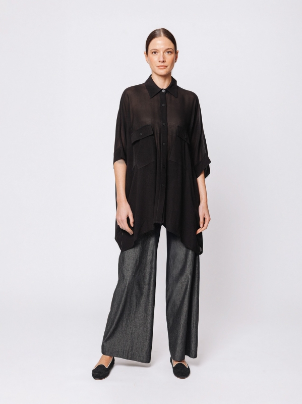 Oversized shirt in viscose crepon