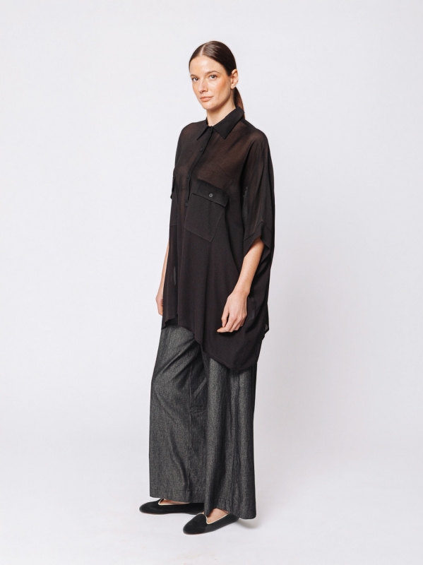 Oversized shirt in viscose crepon