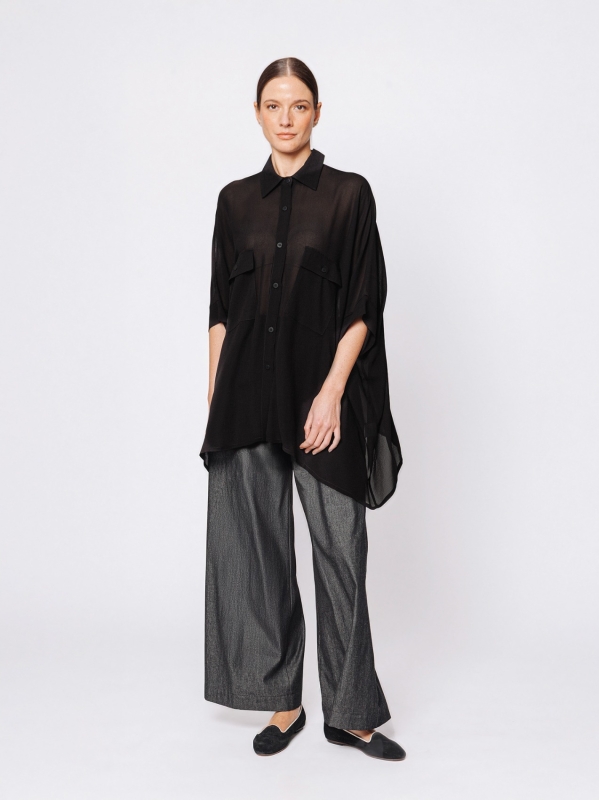 Oversized shirt in viscose crepon