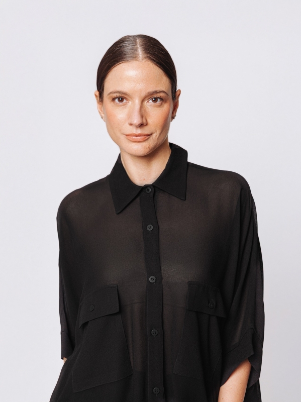 Oversized shirt in viscose crepon