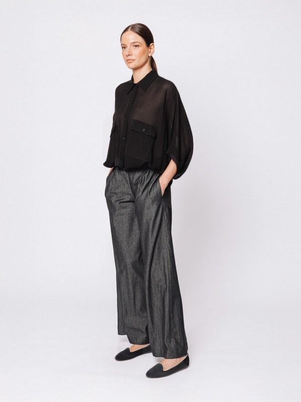 Oversized shirt in viscose crepon